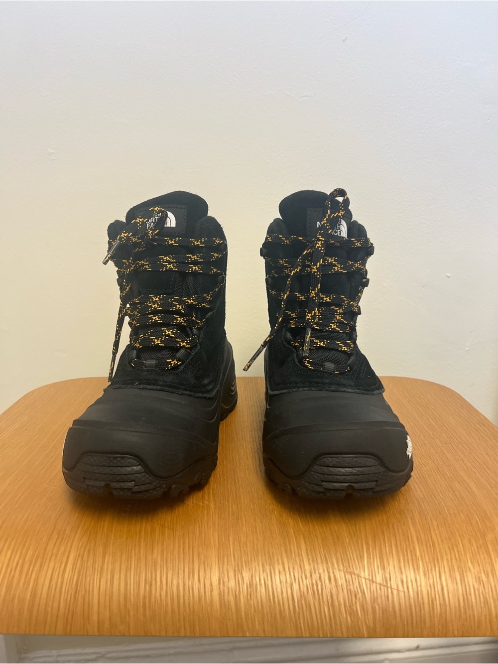 The North Face Men's Black Boots with Yellow-Patterned Laces